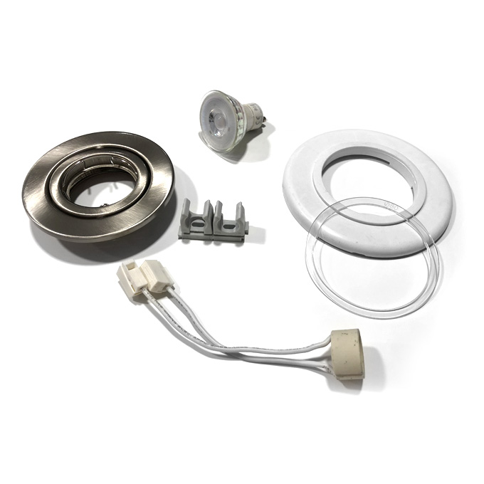  kit spot alu brossé led 3000k pour pose plafond tendu